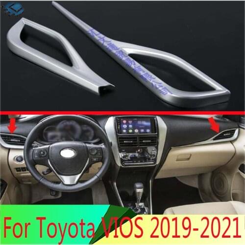 For Toyota VIOS 2019 Car Decoration ABS Chrome Matte Air Vent Outlet Cover Dashboard Trim Bezel Frame Molding Garnish