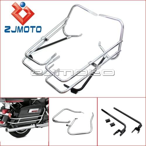 Twin Rail Saddlebag Guard Support Kit For Harley Road King Electra Street Road Glide FLHR FLHT 97-08 FLHTCUSE 06-08 FLTR 98-08
