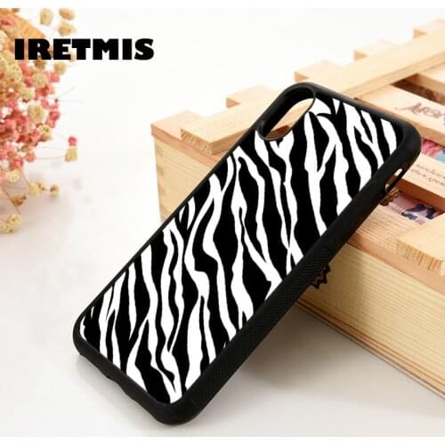 Iretmis 5 5S SE 6 6S Soft TPU Silicone Rubber phone case cover for iPhone 7 8 plus X Xs 11 Pro Max XR Zebra print clip art