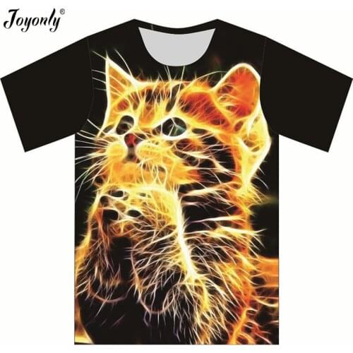 Joyonly 2019 Summer Children 3D T-shirt Boys Girls High Quality T shirts Snow Glittering Cool Cat Funny tshirt Tops Tees Shirts