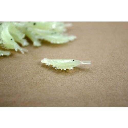 Mini Glow Soft Bait Shrimp 3.5cm Night Fishing Lure Worm Luminous Baits String Hook Use Lot 8 Pieces