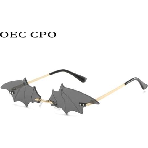 Fashion Rimless Cat Eye Sunglasses Women Brand Small Colorful Gray Red Unique Trend Sun Glasses For Female Men UV400 Lunette