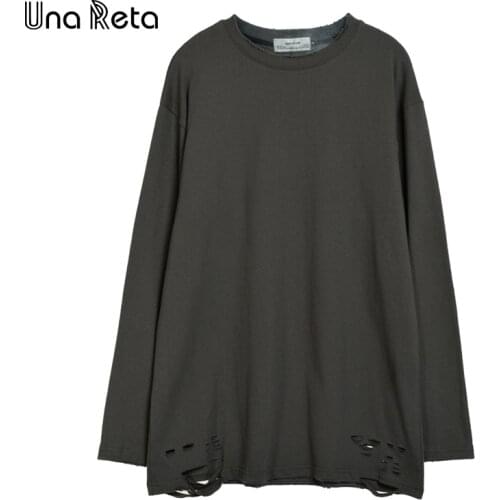 Una Reta Mans T-shirt New High street Hip-Hop Tops Harajuku Hole design T-shirt Men Streetwear Plus Size Loose Couple T Shirt