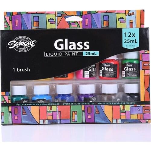 12 x 25ml Heavy Body Colors Rich Pigments Glass Paint Set for Painting Canvas Crafts