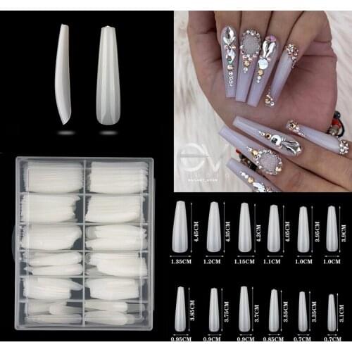 XXL Extra Long Coffin Ballet False Nail Tips 120pcs Packaging Box Ballerina Nail Art Manicure Artificial Acrylic Decoration Tool