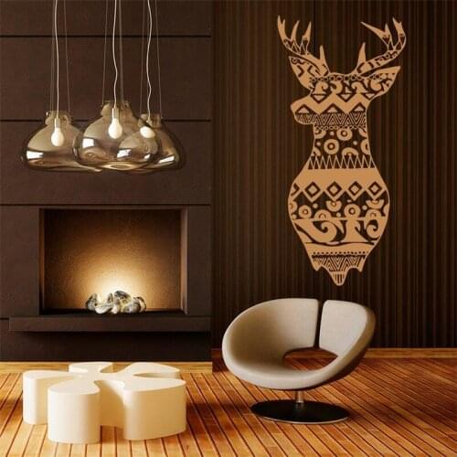 Wall Decal Deer Elk Stag Doodle Nature Vinyl Decal Rural Sticker Country Village Hunting Décor Bedroom Nursery Room Mural HY1458