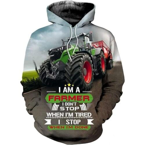 2021 Newest Worker Farmer Tractor instrument Tracksuit Funny NewFashion Pullover 3DPrint Zip/Hoodies/Sweatshirts/Jacket/ N-1