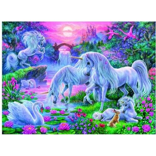 New Arrivals 5D DIY Full Round Diamond Painting Animals Unicorn Cross Stitch 3D Embroidery Rhinestone Mosaic Home Decor Art Y380