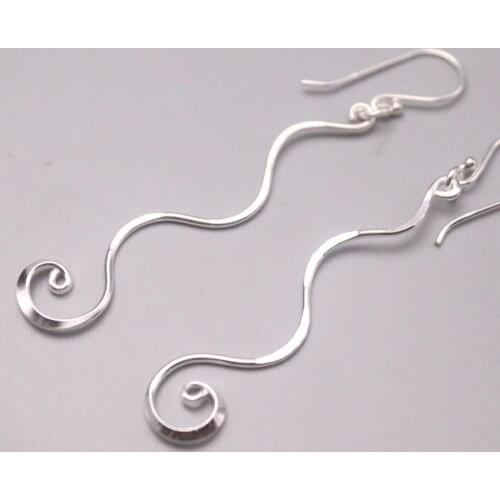 New Pure 925 Sterling Silver Earrings 58mm Twisted Strip Ear Hook For Woman