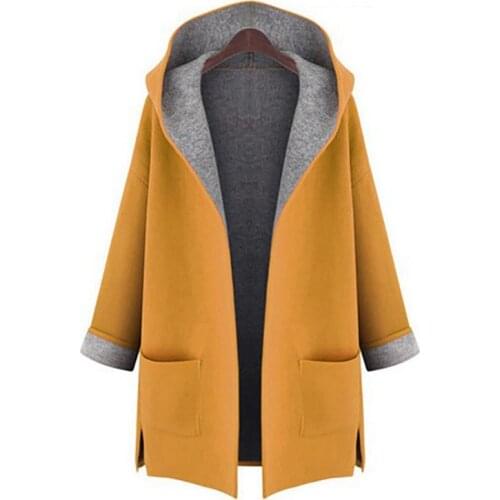 2020 Autumn Winter Woolen Coat Loose Casual Women Cardigan Slim Outwear Coat Briefly Design Big Pockets Lady Coats Plus Size