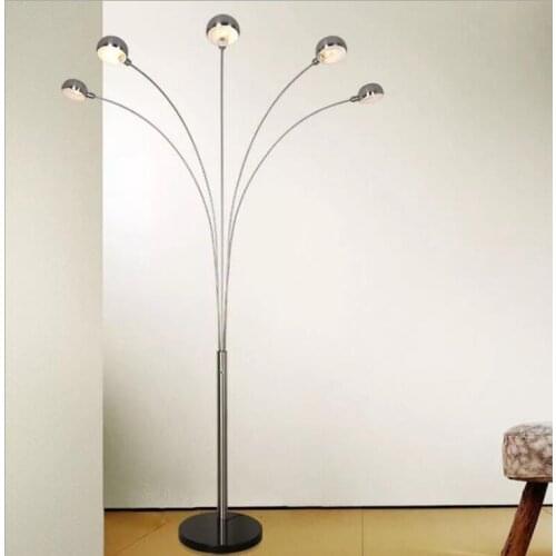Creative Nordic parabolic stainless steel five-head fishing lamp Living room lobby office leisure floor lamp led