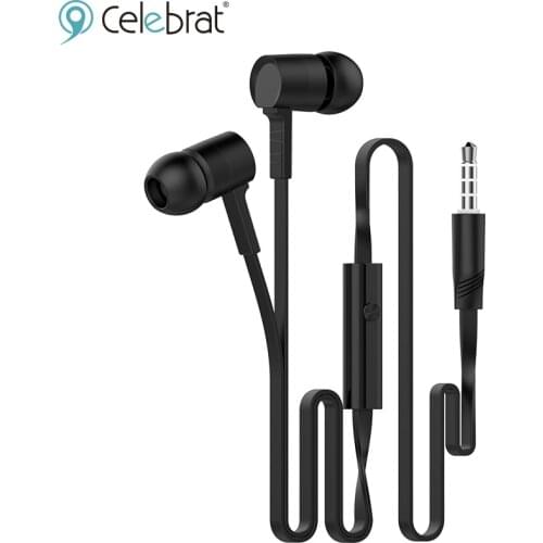 Celebrat D2 Stereo Bass Headphone In-Ear 3.5MM Wired Earphones Metal HIFI Earpiece with MIC for redmi note 8t