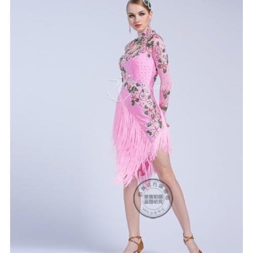 Latin dance dress for women tassel tassel latin dance dress girls latin dance dress latin dance clothes pink color