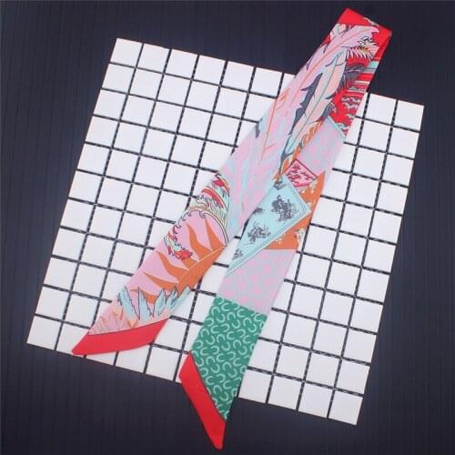 Newly launched womens headscarves Street style twill satin scarf Fashion beach shawl Tied bag handle ribbon Ladies hair band C5