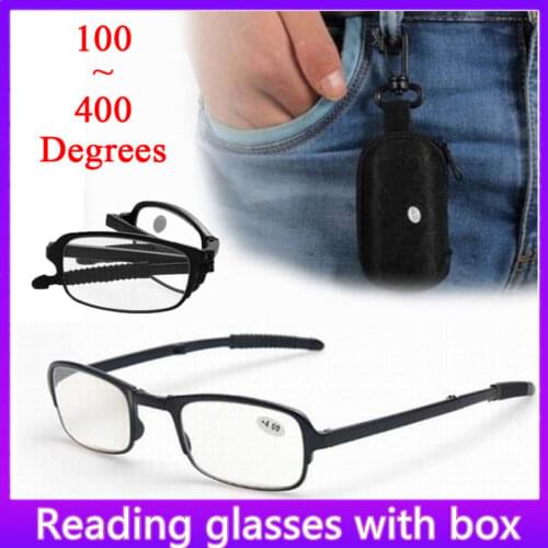 Resin Lens 100~400 Degrees Men Women Folding Portable Ultralight Reading Glasses with Box Magnifier Eyewear