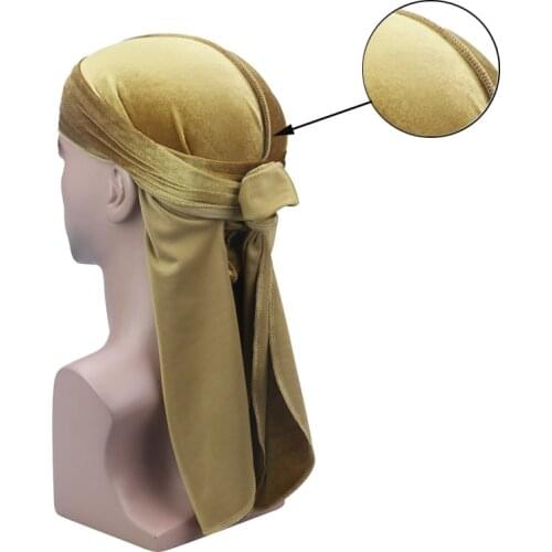 Superior Velvet Durags For Men Long Straps Durag Wave Cap Luxury Hypebeast Mens Elastic Doo Rag Head Wrap Hip-hop Bandana