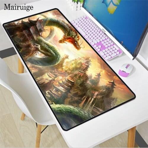Sliding gaming mouse pad, beautiful scenery Chinese dragon tiger belt waterfall non-slip rubber large mousepad mat for XXL