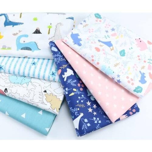 Cartoon Dinosaur Printed Cotton Twill Fabric Material High Quality Cotton Fabric for DIY Sewing Patchwork Handicrafts for Baby
