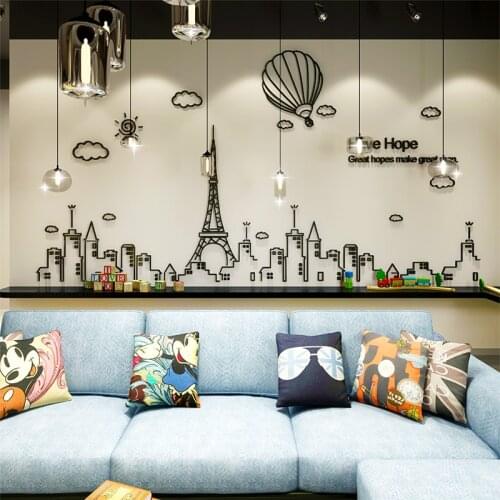 Nordic tower acrylic 3D stereo wall sticker home decoration INS sofa TV Background wall living room Study room Creative painting