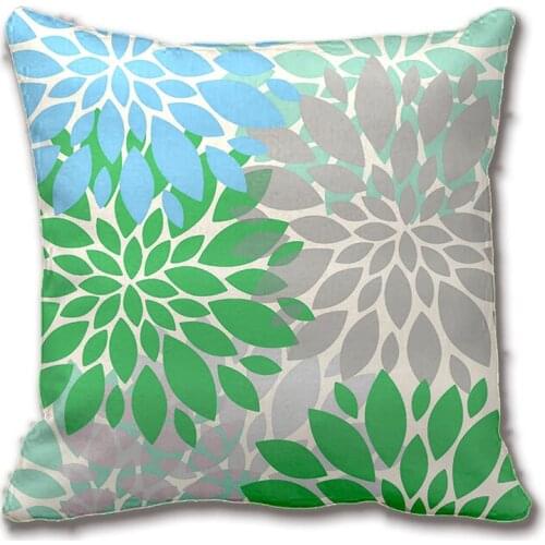 Modern Green Blue Grey Trendy Floral Pattern Throw Pillow Decorative Cushion Cover Pillow Case Customize Gift By Lvsure For Sofa