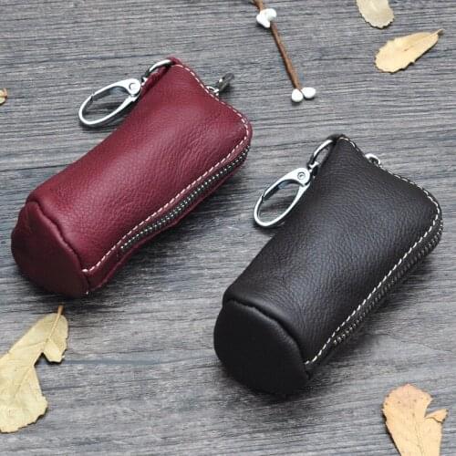 Genuine Cow Leather Men Women Key Bag Wallet Unisex Coin Purse Car Key Holder Bag Housekeeper Female Keys Case With Keys chain