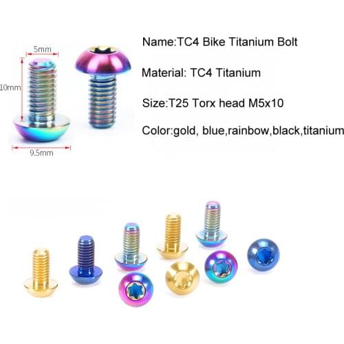 Titanium M5 Bolt M5x10mm T25 TC4 GR5Torx Head Screw for Bicycle Disc Brake Rotors Mountain Road Bike