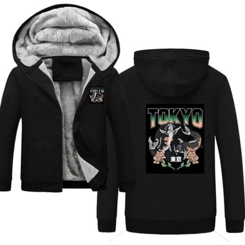 Autumn Winter Thick Hoodies Male Tokyo Japanese Anime Casual Mens Sportswear Streetwear Sweatshirts Men Jackets