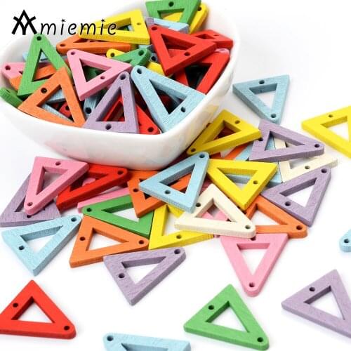 30Pcs/Lot 19x22mm Triangle Loose Beads Natural Wood Multicolor Beads Handmade For DIY Necklace Earring Making Jewelry Accessory