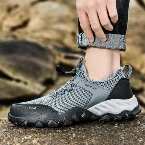 Non Slip Waterproof Mens Hiking Shoes Wear-resistant Mountain Climbing Shoes Outdoor Breathable Comfortable Trekking Sneakers