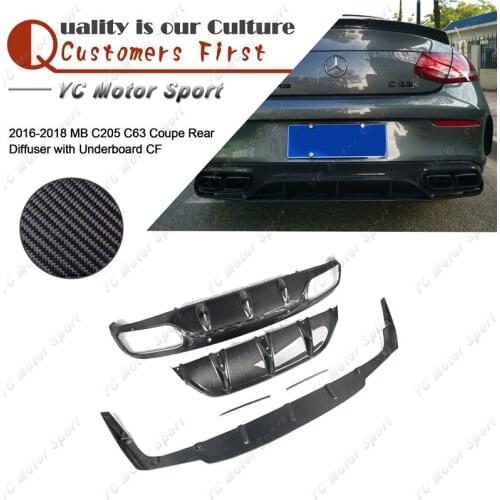 Carbon Fiber OEM Style Rear Diffuser with Edition 1 Underboard Fit For 2016-2018 MB C205 C63 Coupe Rear Bumper Diffuser Lip Kit