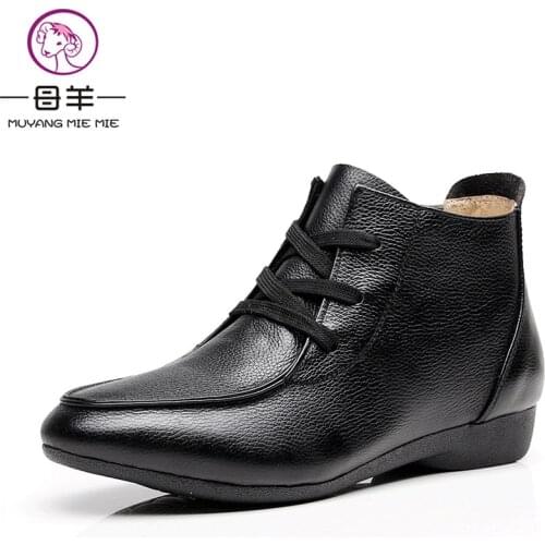 MUYANG 2018 hot plus Size Winter Women Shoes Woman Comfortable Flat Ankle Boots Casual Lace-up Snow Boots Women Boots