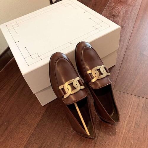 Single shoes womens autumn 2021 new flat shoes, soft leather loafers, Korean version of the wild British style womens shoes