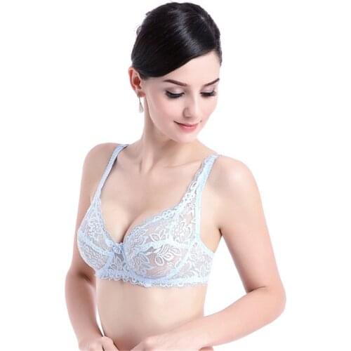Womens Underwear Ultrathin Underwire Bras Floral Lingerie Push Up Bra Bralette Transparent Sexy Lace Bras 34B 36B 38B 40B