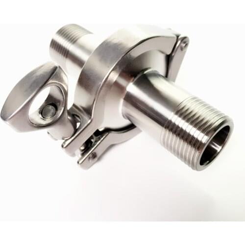 1-1/2" 1.5" DN40 Sanitary Male Thread Ferrule OD 64MM Pipe Fittings+Tri Clamp+PTFE Gasket Stainless Steel SS304