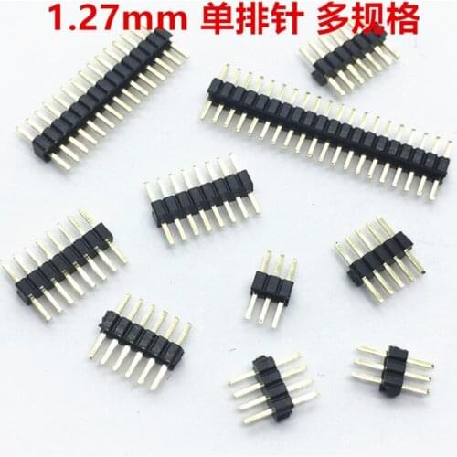 10pcs 1.27mm 1.27 Pin Header Single Row Male Breakaway PCB Board Connector 1*2/4/5/6/8/10/12/15-40p 50p