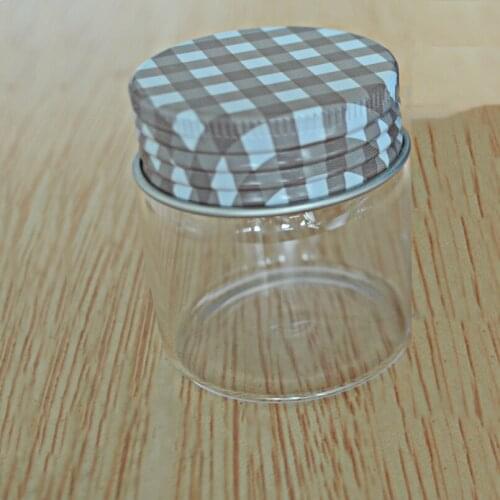 1Pc 47*50*34mm Capacity 50ml Glass Bottle With Khaki Grating Cover Small Transparent Empty Glass Vlals Jars