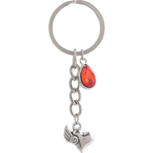 1PCS Women/Mens Fashion Angel love Charm 25mm Keychain Key Rings Alloy Charms Gifts 20 Colors You Choose