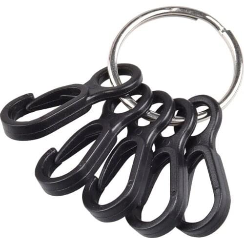 10 Pack Black Plastic Quick Release Key Rings Spring Clip Mini Carabiner Survival D-ring Locking Hanging Hook Buckle For Camping