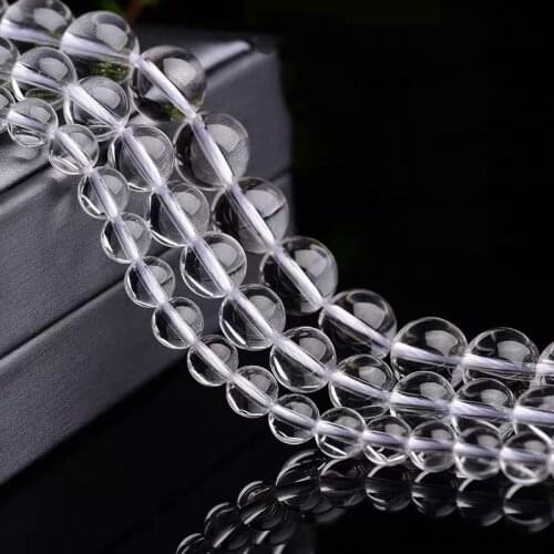 4/6/8/10/12mm White Clear Glass Beads Crystal Round Loose Beads for Jewelry Making DIY Bracelets Accessories 15inch