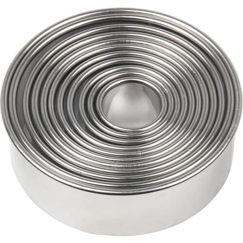 4set/lot)Free shipping 11pcs Stainless steel round shape cookie cutters with plain edge
