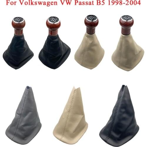 5/6 speed Gear Shift Knob Gaiter Leather Boot Cover Lever Shifter Case For Volkswagen VW Passat B5 1998-2004 Black Gray Beige