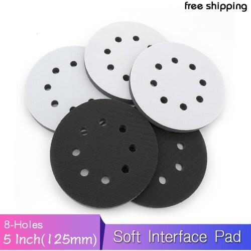 5 Inch 8 Holes 125mm Soft Interface Pad for Hook and Loop Sanding Disc Backing Pad Power Tools Accessories