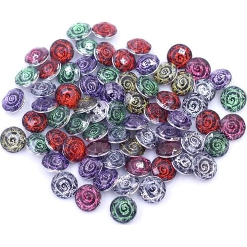 5PCS 18mm Mixed Spiral Round Glass Dome Snap Press Buttons DIY Crafts Scrapbook Handmade Gift Decor Jewelry Accessories Supplies