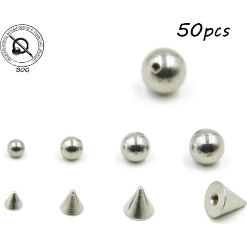 50 pcs/lot Surgical Steel With Ball&Cone Piercing Replacement Accessory Screw Lip Eyebrow Tongue Body Piercing14/16G