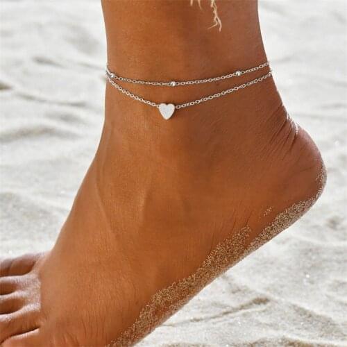 Simple Fashion Heart Female Ankle Bracelets Foot Jewelry Leg New Anklets On Foot Anklets For Women Leg Chain Gifts 2021 New