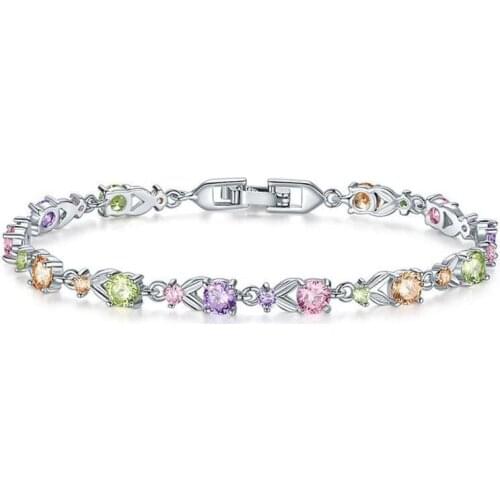 European and American Fashion Shining Zircon Colorful Bracelets Girly Bracelets Sweet Ladies Jewelry Gifts