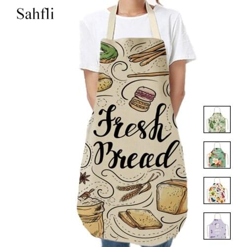 Flower painting apron for women men Leaves Sleeveless Cartoons Aprons kawaii Cooking Simplicity Home Cleaning Tools 65*75cm