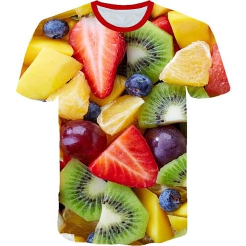 Lemon Strawberry Grape Fruit Print 3D Printing T-shirt Mens and Womens Fashion and Fun Casual Short Sleeve 2021 Summer Newest
