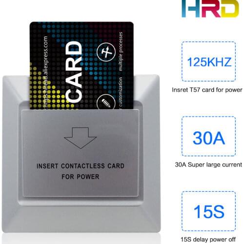 Hotel electronic keycard promixity contactless lock card system using switch silver color different color option T57 card switch