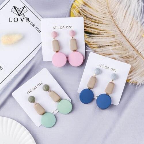 LOVR 2019 New Fashion Acrylic Wooden Long Drop Dangle Earrings For Women Statement Geometric Earring Vintage Brincos Jewelry